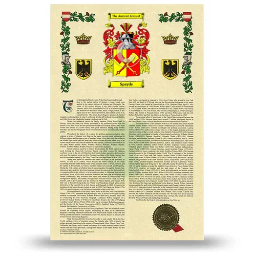 Spayde Armorial History with Coat of Arms