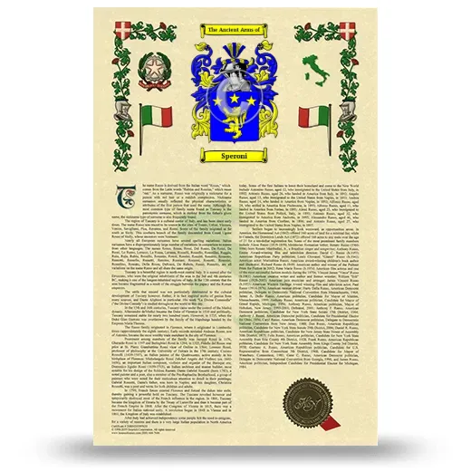 Speroni Armorial History with Coat of Arms