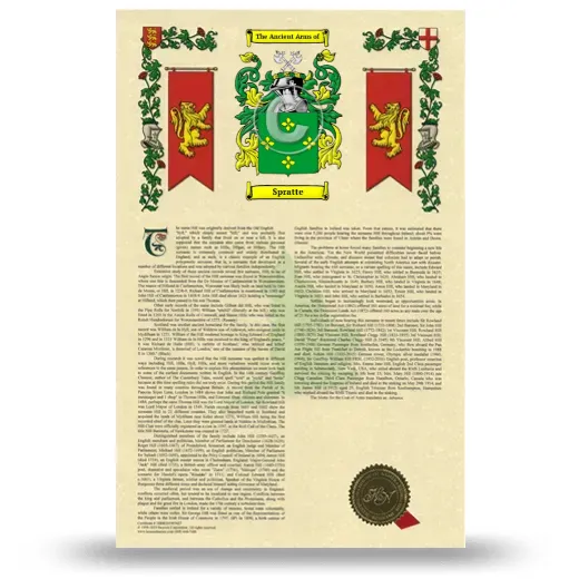 Spratte Armorial History with Coat of Arms