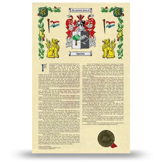 Sprows Armorial History with Coat of Arms