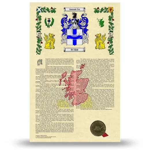 St'clair Armorial History with Coat of Arms