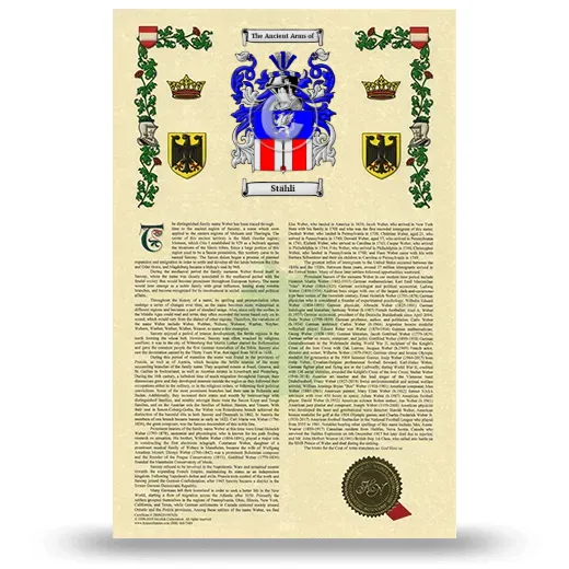 Stähli Armorial History with Coat of Arms