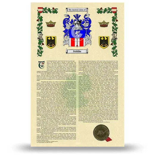 Stählin Armorial History with Coat of Arms