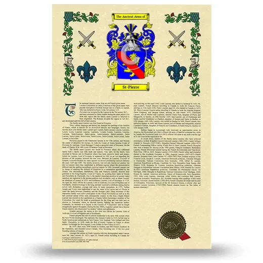St-Pierre Armorial History with Coat of Arms