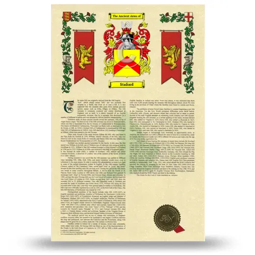 Staford Armorial History with Coat of Arms