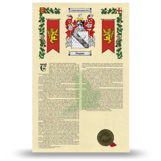 Stagner Armorial History with Coat of Arms