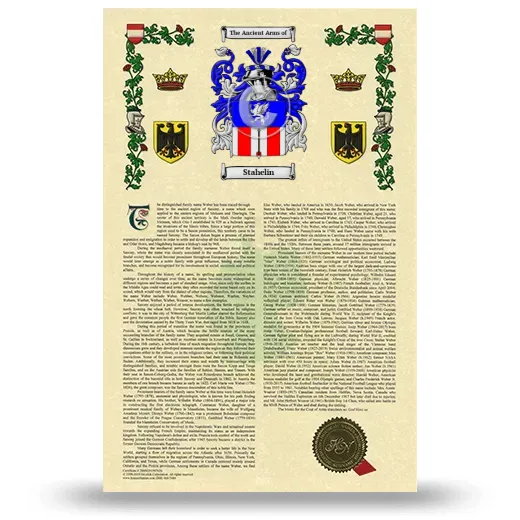 Stahelin Armorial History with Coat of Arms