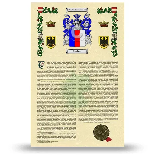 Staiber Armorial History with Coat of Arms