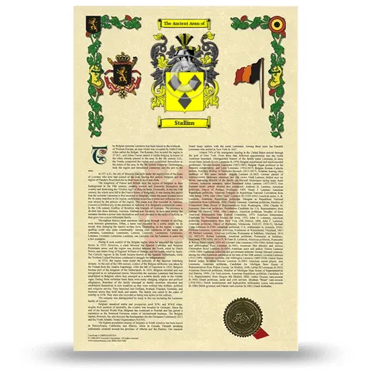 Stallins Armorial History with Coat of Arms