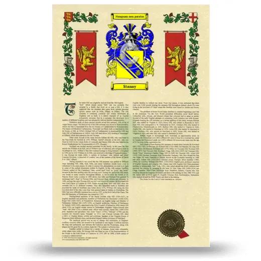 Stanay Armorial History with Coat of Arms