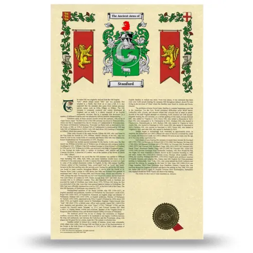 Stanfurd Armorial History with Coat of Arms