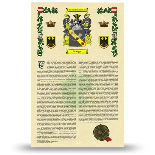 Stango Armorial History with Coat of Arms