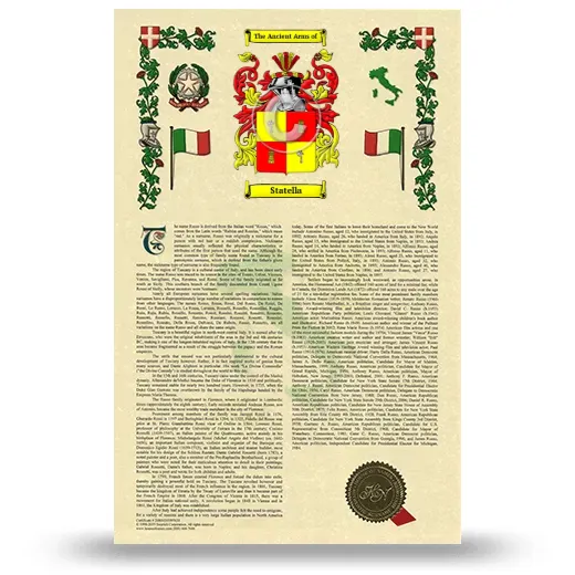 Statella Armorial History with Coat of Arms