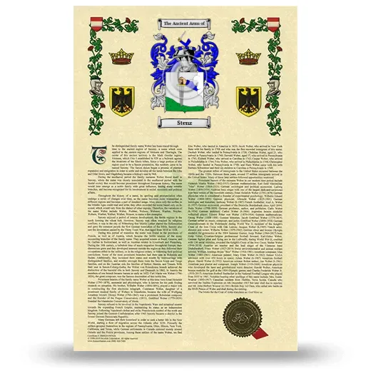 Stenz Armorial History with Coat of Arms
