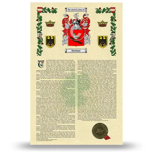 Stettner Armorial History with Coat of Arms