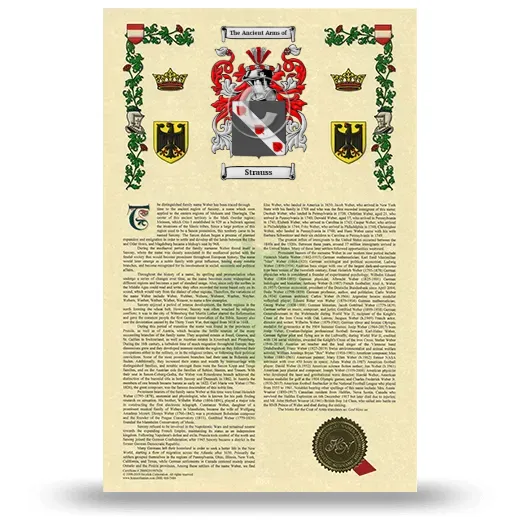Strauss Armorial History with Coat of Arms