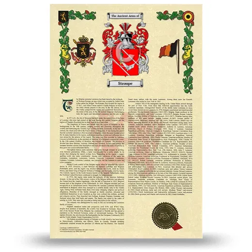 Stroupe Armorial History with Coat of Arms