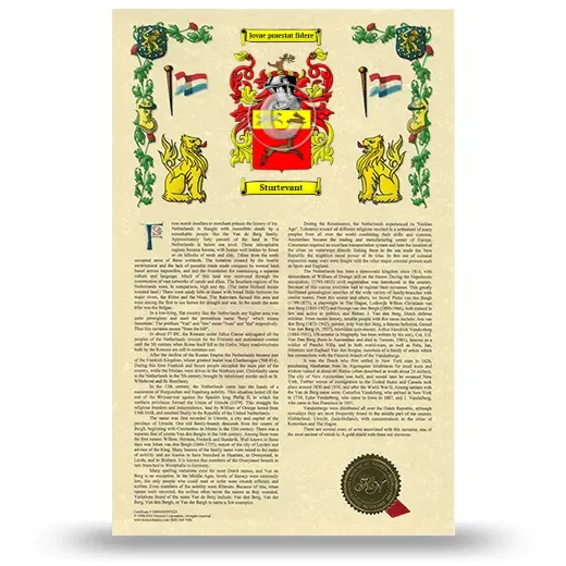 Sturtevant Armorial History with Coat of Arms