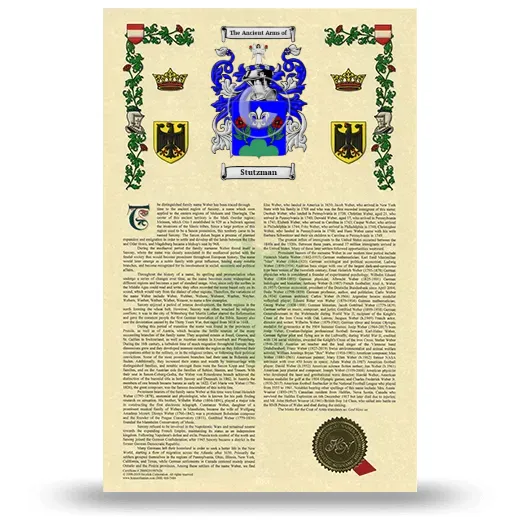 Stutzman Armorial History with Coat of Arms