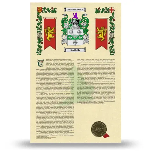 Sudduth Armorial History with Coat of Arms
