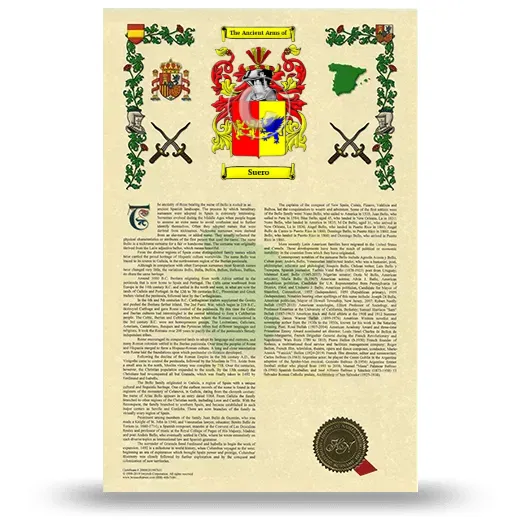 Suero Armorial History with Coat of Arms
