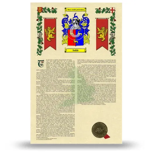 Sukle Armorial History with Coat of Arms