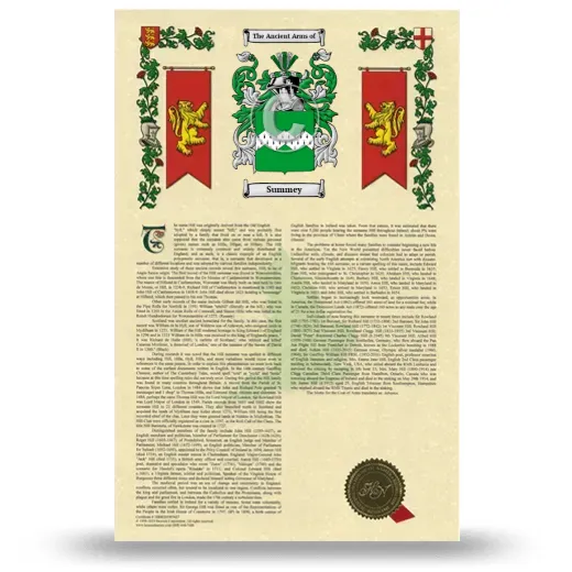 Summey Armorial History with Coat of Arms