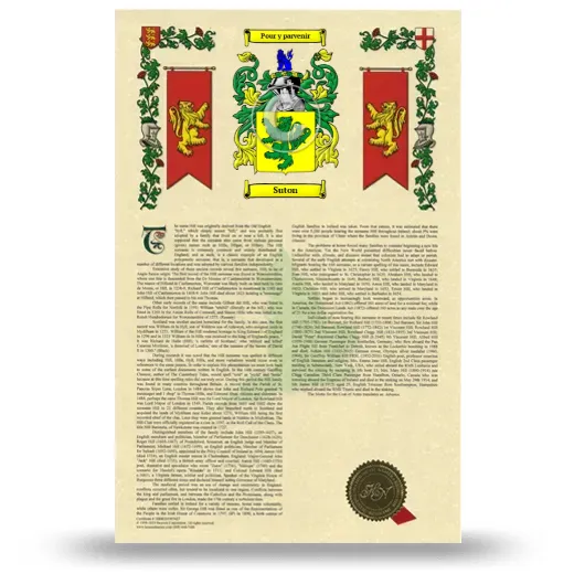 Suton Armorial History with Coat of Arms