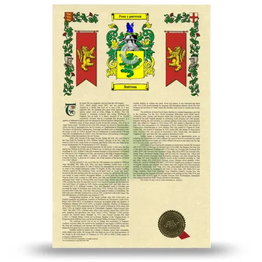 Sutton Armorial History with Coat of Arms