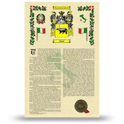 Suzzi Armorial History with Coat of Arms