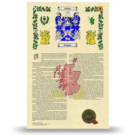 Swayne Armorial History with Coat of Arms