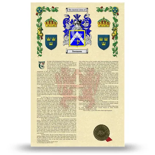Swenson Armorial History with Coat of Arms