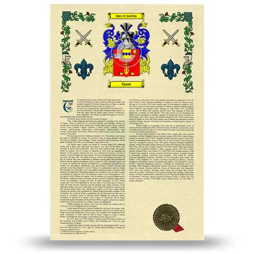 Syret Armorial History with Coat of Arms