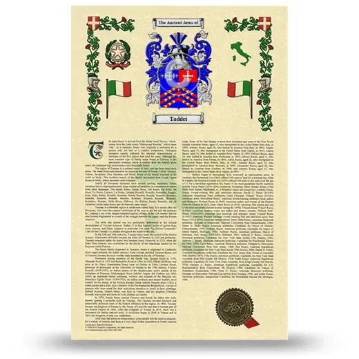 Taddei Armorial History with Coat of Arms
