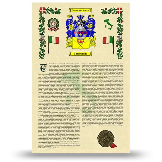 Tamborello Armorial History with Coat of Arms