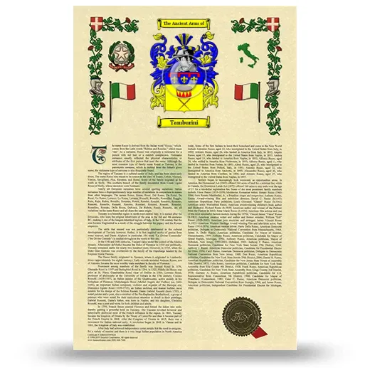 Tamburini Armorial History with Coat of Arms