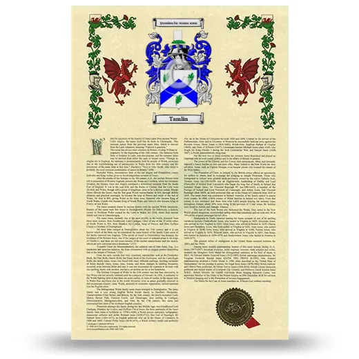 Tamlin Armorial History with Coat of Arms