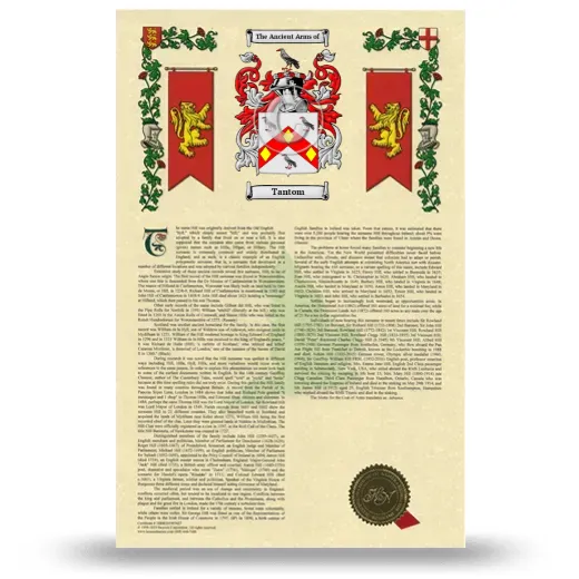 Tantom Armorial History with Coat of Arms