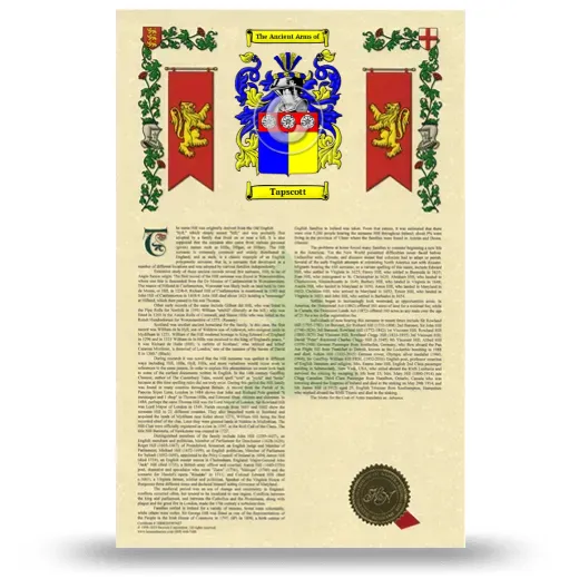 Tapscott Armorial History with Coat of Arms
