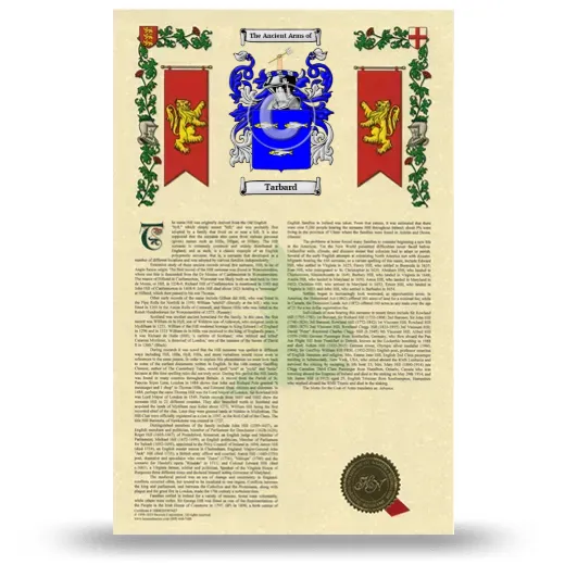Tarbard Armorial History with Coat of Arms