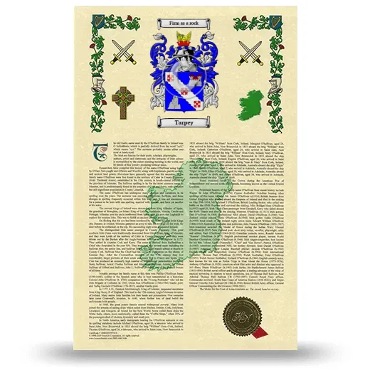 Tarpey Armorial History with Coat of Arms