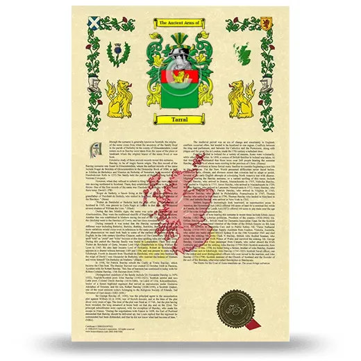 Tarral Armorial History with Coat of Arms