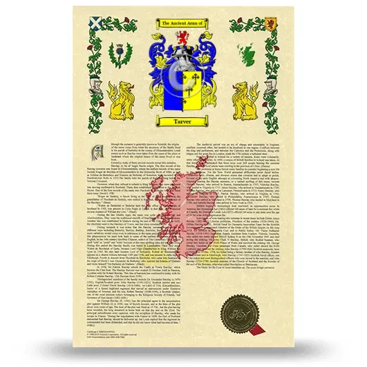Tarver Armorial History with Coat of Arms