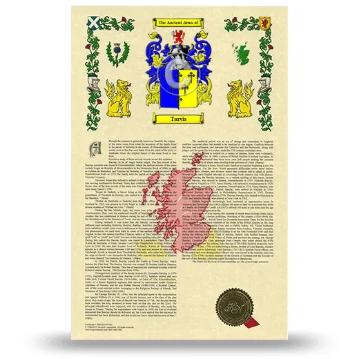 Tarvis Armorial History with Coat of Arms