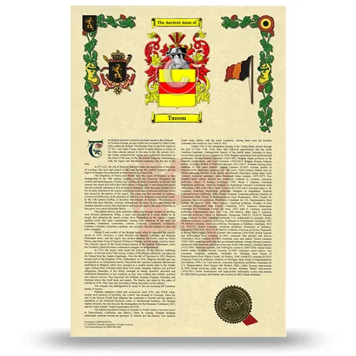 Tasson Armorial History with Coat of Arms