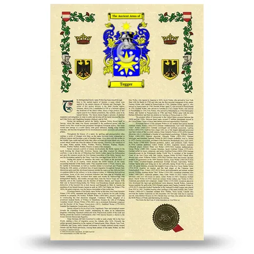 Tegger Armorial History with Coat of Arms
