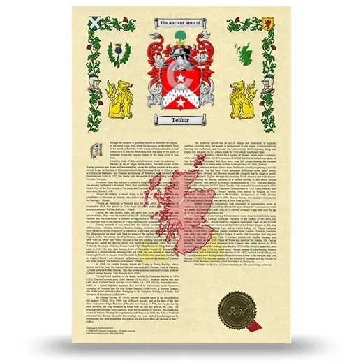 Telfair Armorial History with Coat of Arms