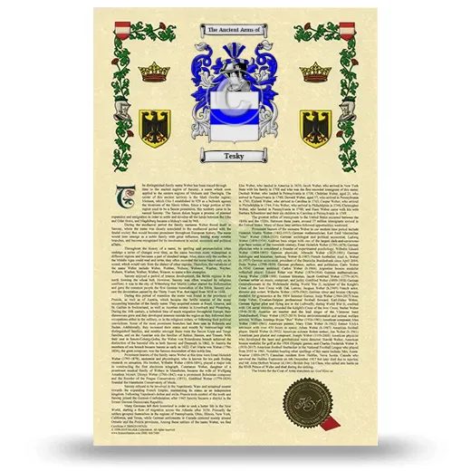 Tesky Armorial History with Coat of Arms
