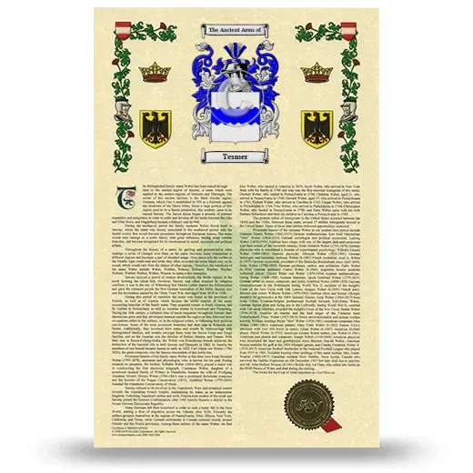 Tesmer Armorial History with Coat of Arms