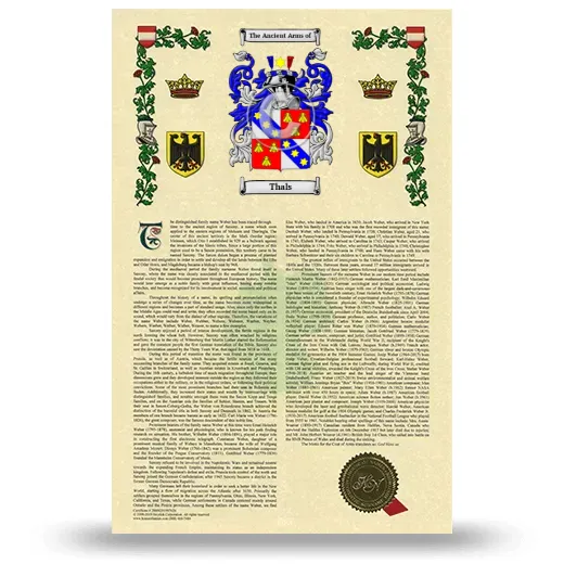 Thals Armorial History with Coat of Arms